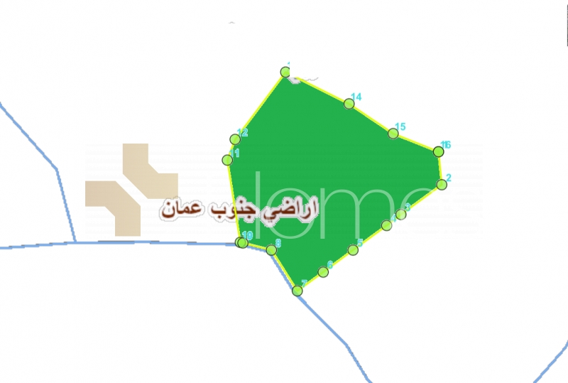 ارض استثمارية  للبيع على ثلاث شوارع  في منطقة جنوب عمان - البريك بمساحة 268,745م
