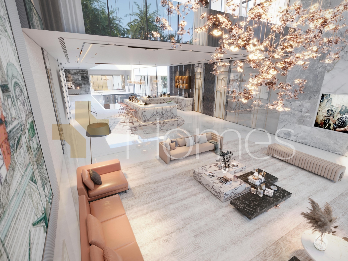 Ground floor with garden for sale in Qaryet Al Nakheel, area of 250m